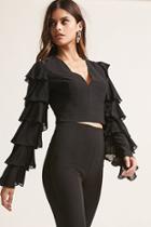Forever21 Chiffon Tiered-sleeve Crop Top
