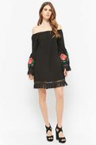 Forever21 Frayed Embroidered Rose Dress