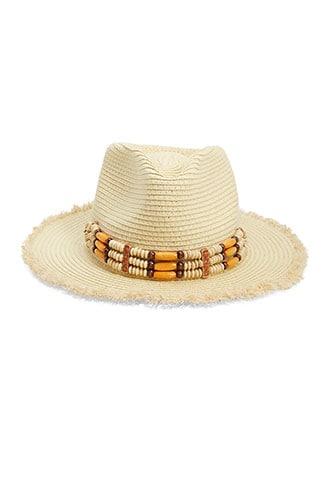 Forever21 Beaded-trim Straw Fedora