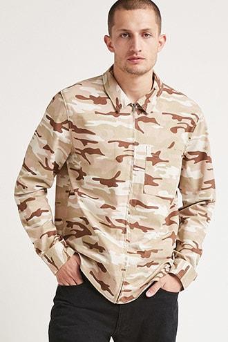 Forever21 Camo Print Twill Shirt