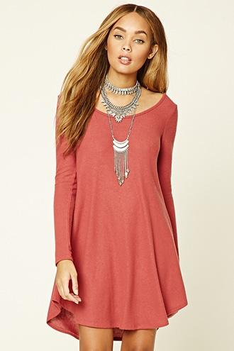 Forever21 Women's  Mauve Cutout-back Knit Swing Dress