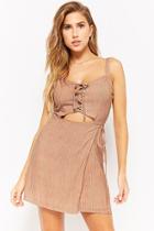 Forever21 Striped Lace-up Wrap-front Dress