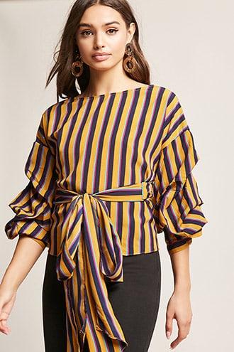 Forever21 Striped Wrap Top