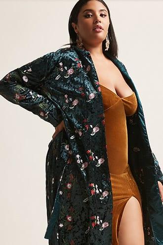 Forever21 Plus Size Velvet Floral Cardigan