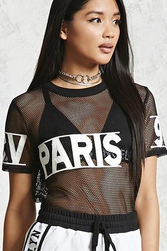 Forever21 Paris 95 Mesh Tee