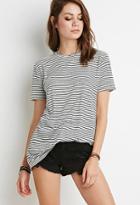Forever21 Longline Micro-striped Tee