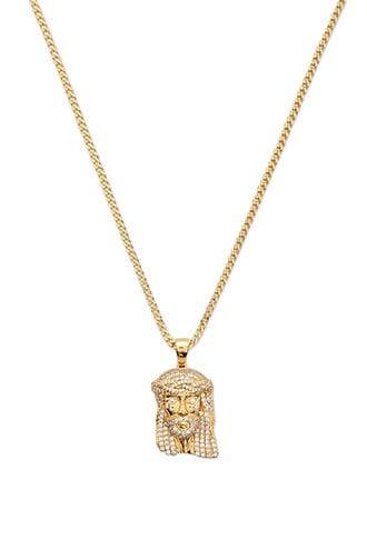 Forever21 Men King Ice Jesus Pendant Necklace