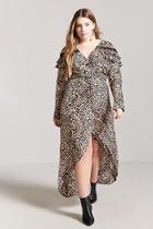 Forever21 Plus Size Leopard Print Surplice Wrap Maxi Dress