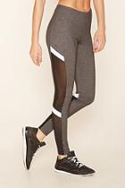 Forever21 Women's  Charcoal & White Active Mesh-paneled Leggings