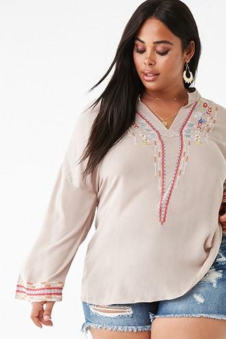 Forever21 Plus Size Floral Embroidered Tunic