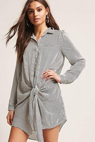 Forever21 Self-tie Stripe Shirt Tunic