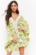 Forever21 Amale Lemon Print Kaftan Swim Cover-up