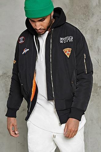 Forever21 Hype Patch Bomber Jacket