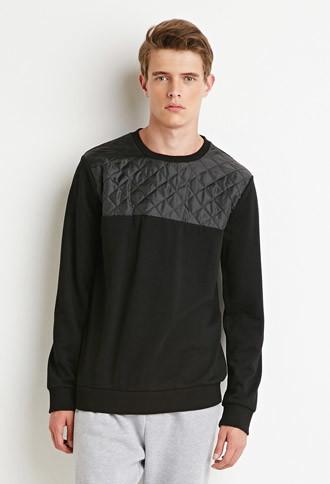 21 Men Quilted Panel Sweatshirt