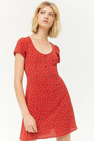 Forever21 Dotted Fit & Flare Dress