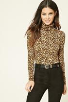 Forever21 Women's  Cheetah Print Turtleneck Top