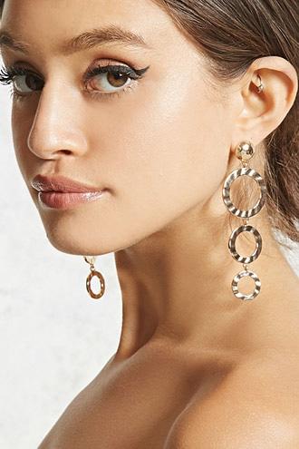 Forever21 Textured Drop Hoop Earrings