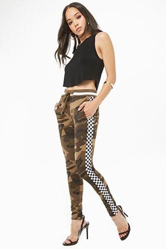 Forever21 Checkered Panel Camo Pants