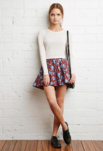 Forever21 Pleated Floral Skirt