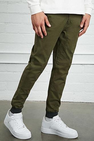 21 Men Men's  Olive Woven Cargo Jogger