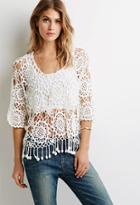 Forever21 Contemporary Pom Pom-trim Macram&eacute; Sweater