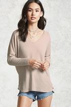 Forever21 Waffle Knit Dolphin-hem Top