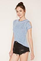 Forever21 Women's  Blue Burnout Knit Tee