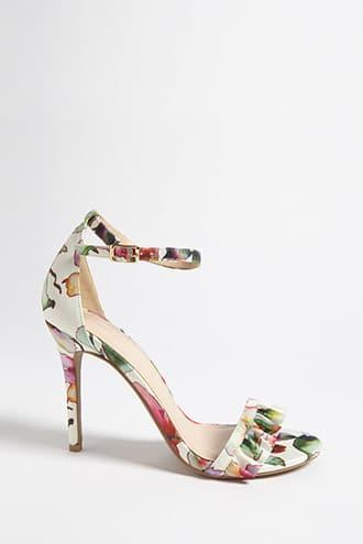 Forever21 Floral Print Satin Heels