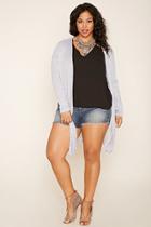 Forever21 Plus Women's  Heather Grey Plus Size Ribbed Knit Cardigan