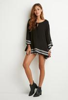 Forever21 Embroidered Bell-sleeve Tunic