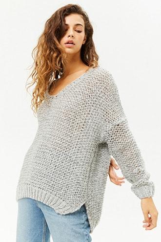 Forever21 High-low Open-knit Top
