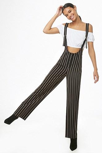 Forever21 Striped D-ring Pinafore Jumpsuit
