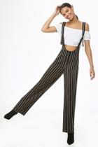Forever21 Striped D-ring Pinafore Jumpsuit