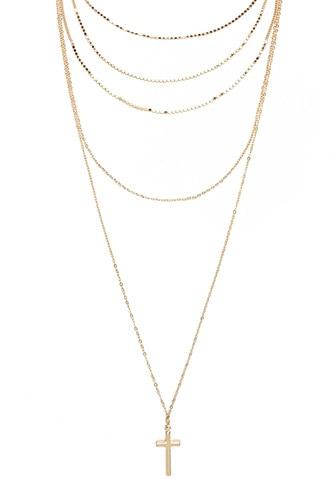 Forever21 Cross Layered Pendant Necklace
