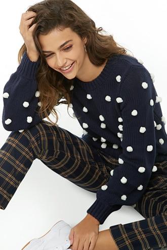 Forever21 Pom Pom Ribbed Knit Sweater