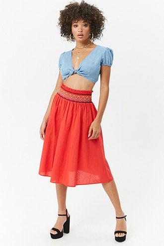 Forever21 Smocked Midi Skirt