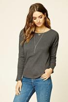 Love21 Women's  Charcoal Contemporary Ribbed Knit Top