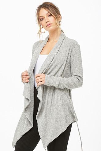 Forever21 Marled Knit Draped-front Cardigan