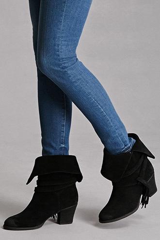 Forever21 Women's  Black Sbicca Tasseled Booties