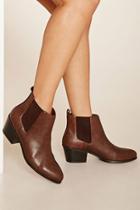 Forever21 Women's  Dark Brown Faux Leather Chelsea Booties