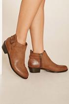 Forever21 Women's  Cocoa Faux Leather Ankle Booties