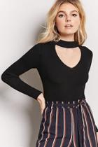 Forever21 Sweater Knit Cutout Mock Neck Top