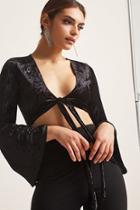 Forever21 Velvet Tie-front Crop Top