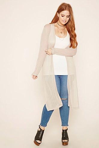 Forever21 Plus Women's  Plus Size Ribbed M-slit Cardigan