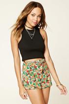 Forever21 Women's  White & Red Tropical Print Shorts