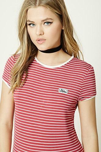 Forever21 Los Angeles Stripe Ringer Tee