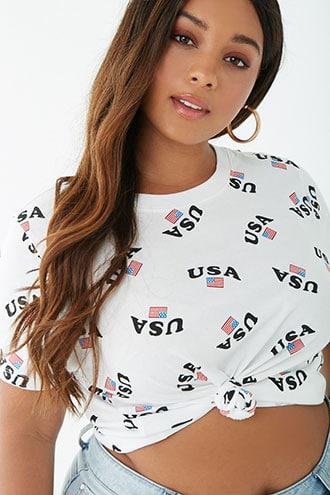Forever21 Plus Size Usa Print Tee