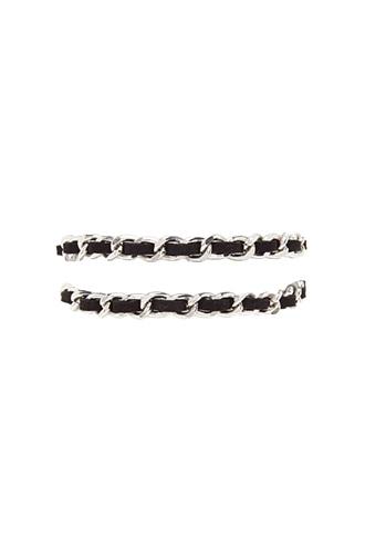 Forever21 Silver & Black Curb Chain Bracelet