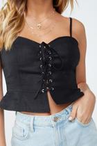 Forever21 Linen-blend Lace-up Cami