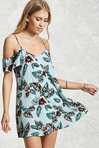 Forever21 Floral Open-shoulder Mini Dress